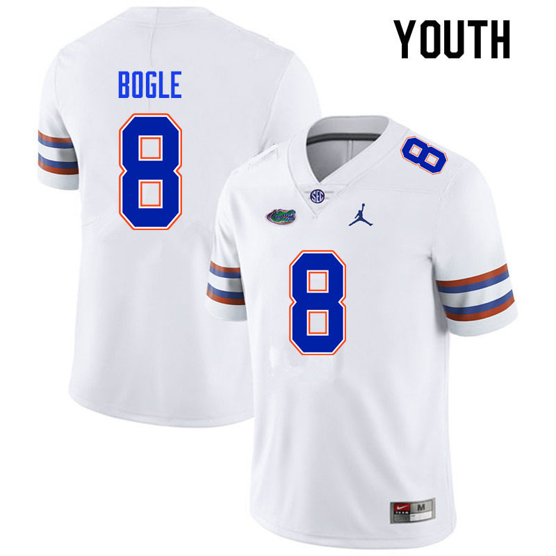 Youth #8 Khris Bogle Florida Gators College Football Jerseys Sale-White